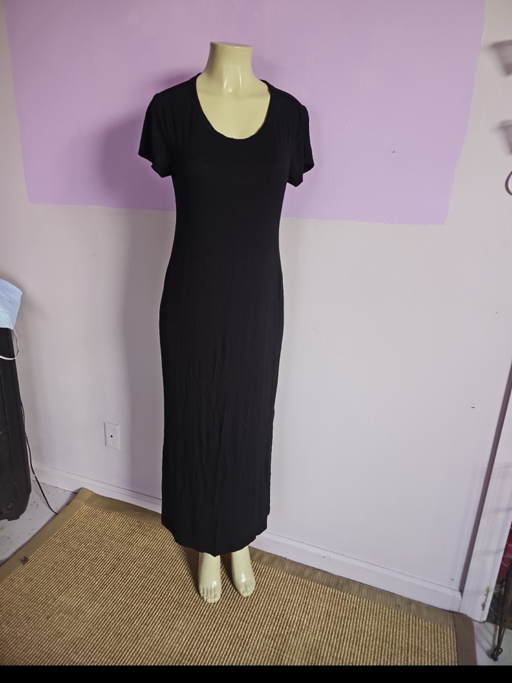 Style & Co. Black Short-Sleeve Maxi Dress